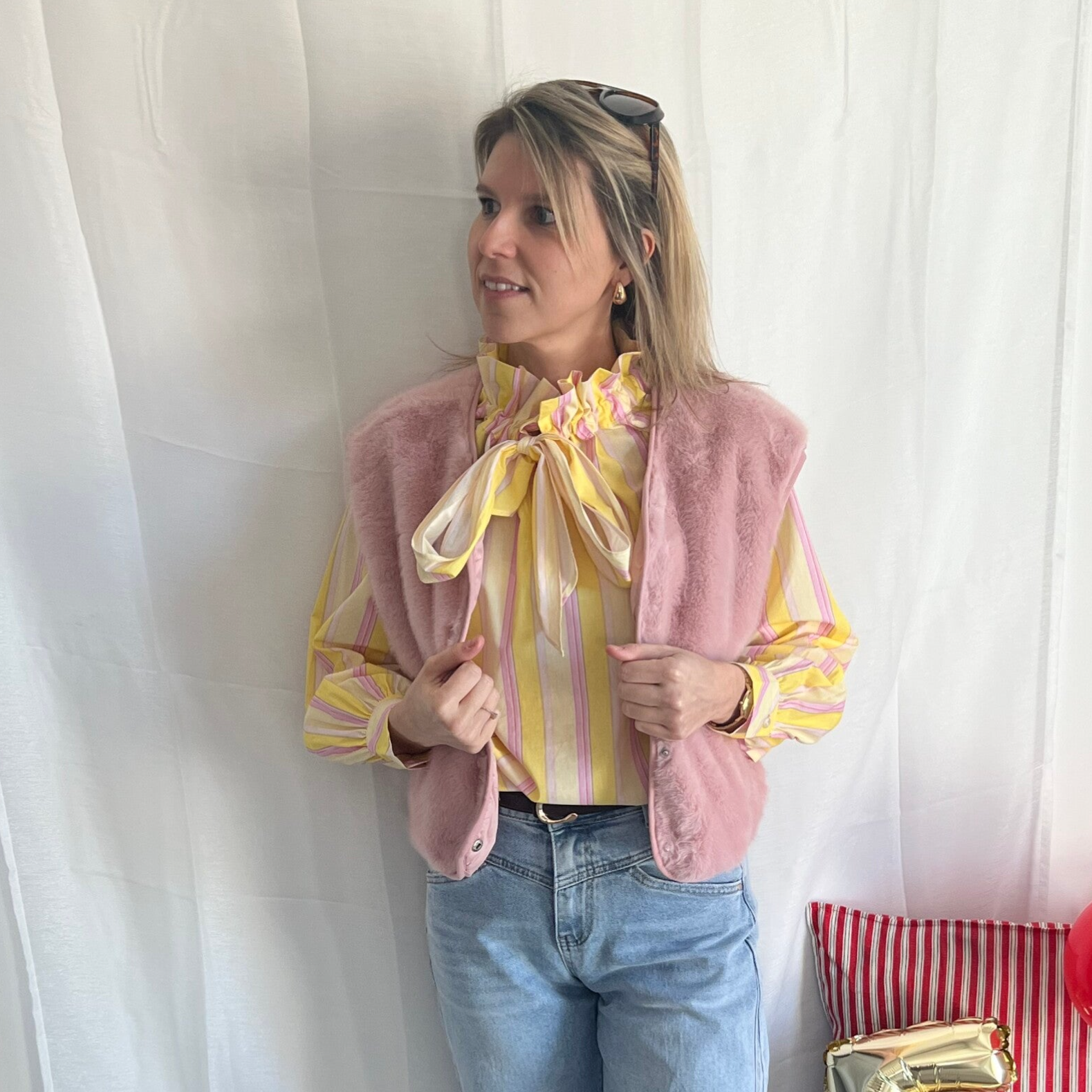 Liva - Faux Fur Gilet Pink