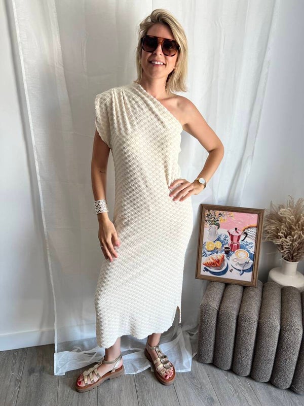 Sia - Beige Dress One Shoulder
