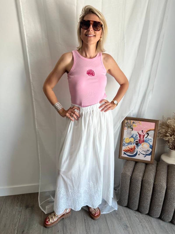 Fleur - White Broderie Skirt