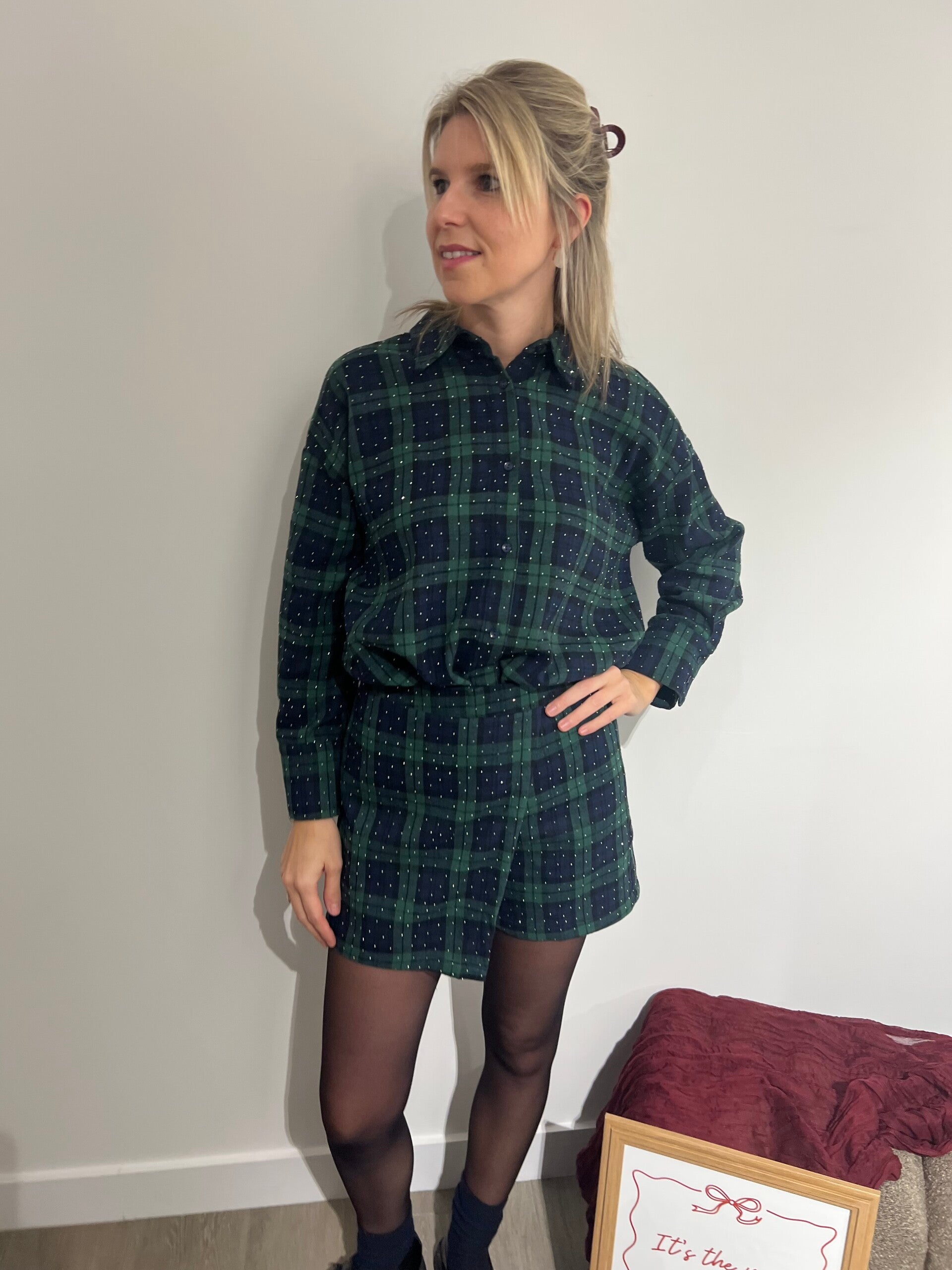 Claire - Strass Blouse Green & Blue