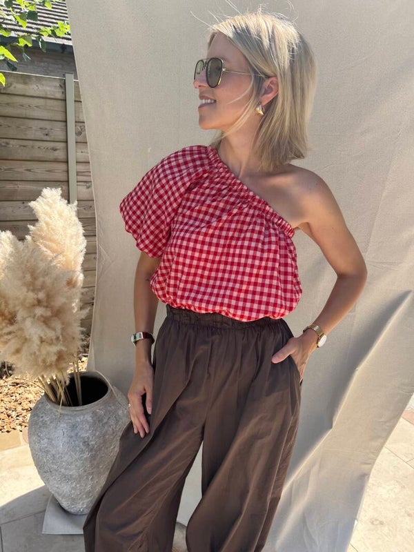 Gabriella - Red Vichy Top
