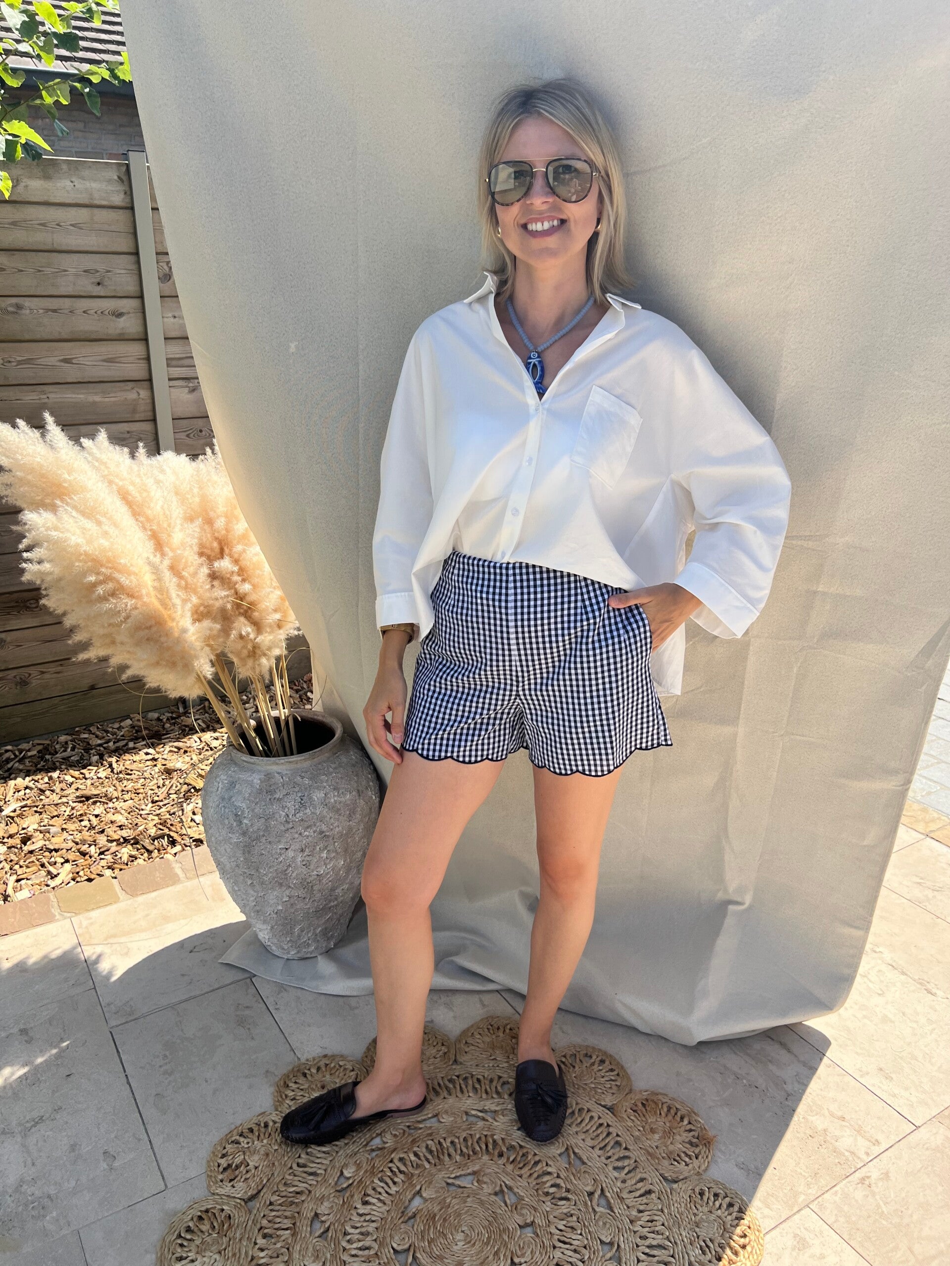 Esther - Navy Vichy Short