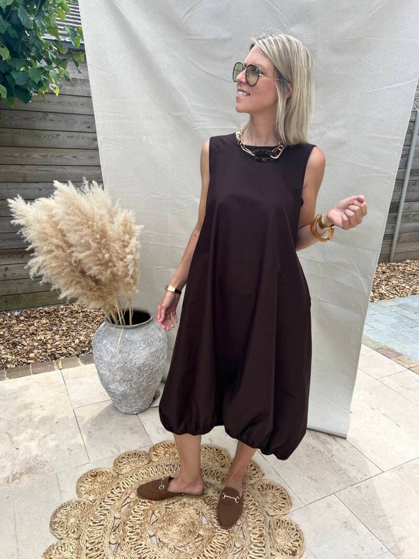 Lizzy - Brown Balloon Dress