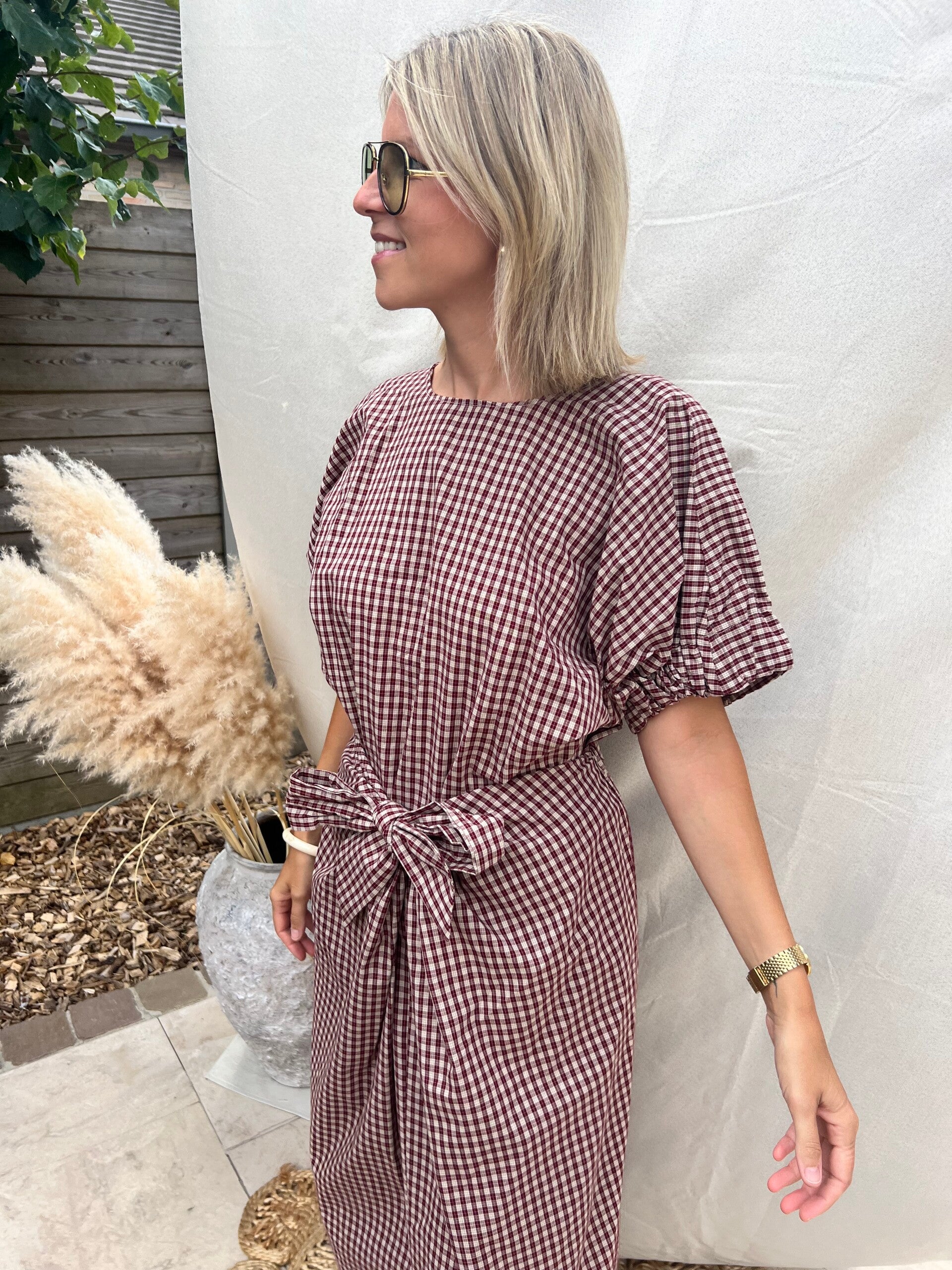 Lotte - Burgundy Vichy Blouse