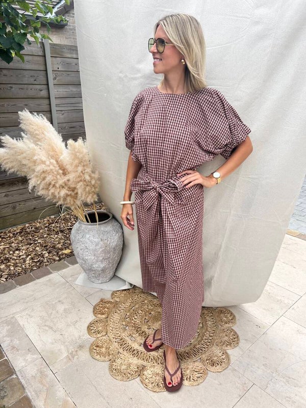Bente - Burgundy Vichy Skirt