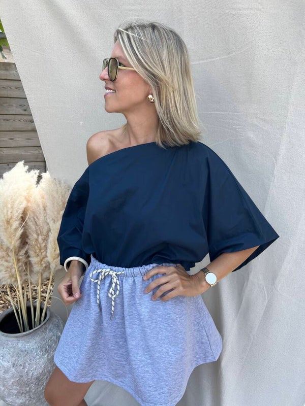 Billy - Navy Off Shoulder Blouse