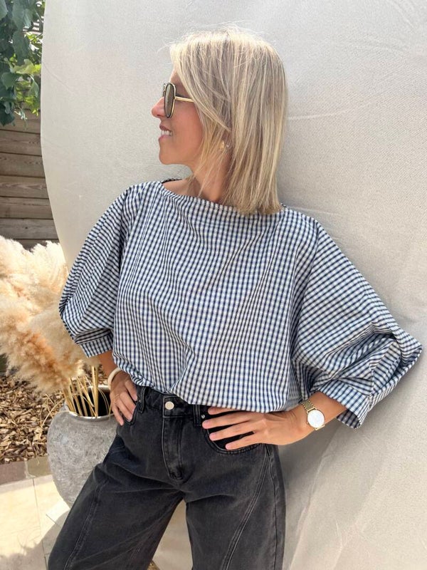 Sissy - Navy Vichy Blouse