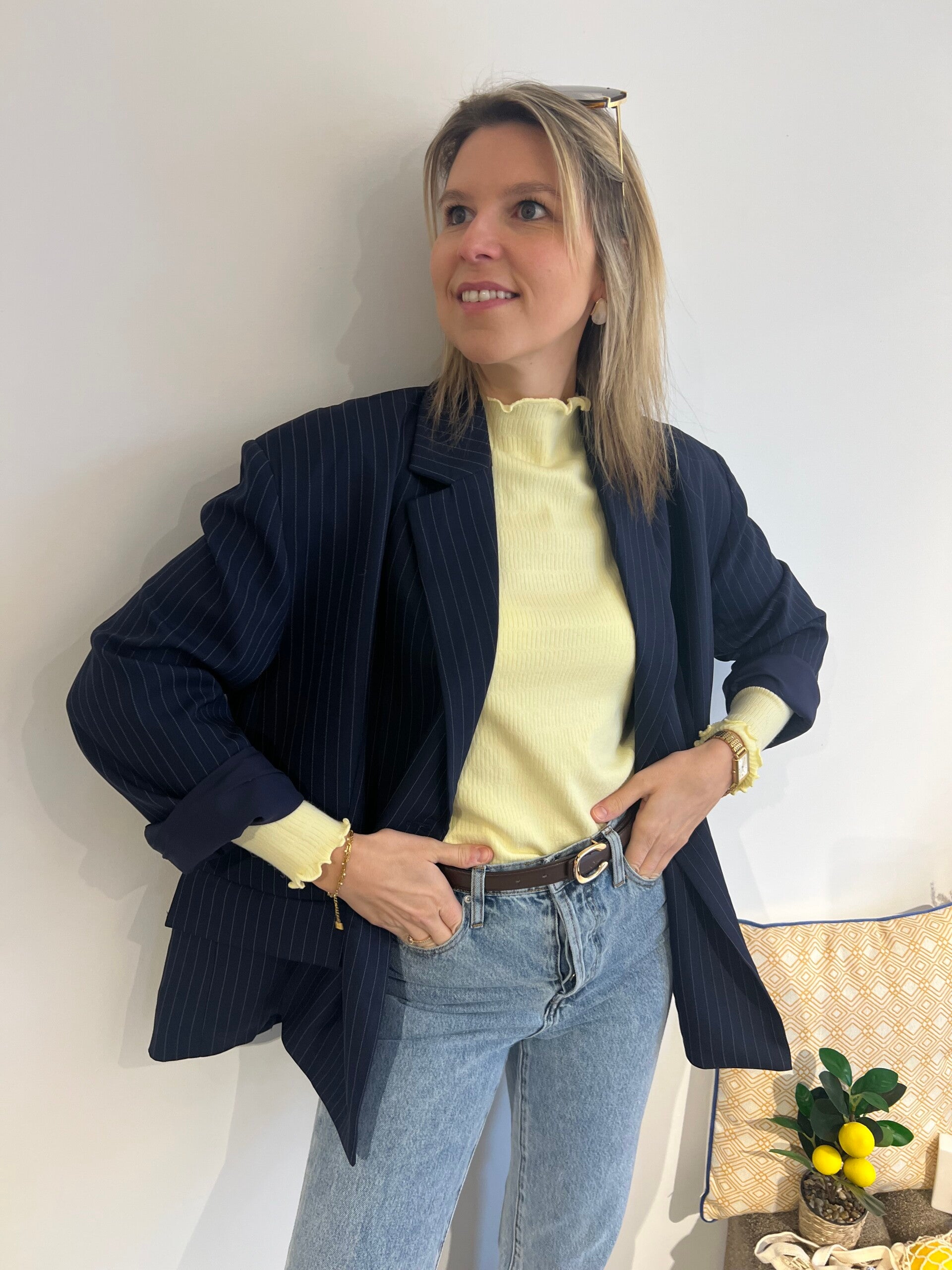 Giulia - Striped Navy Blazer