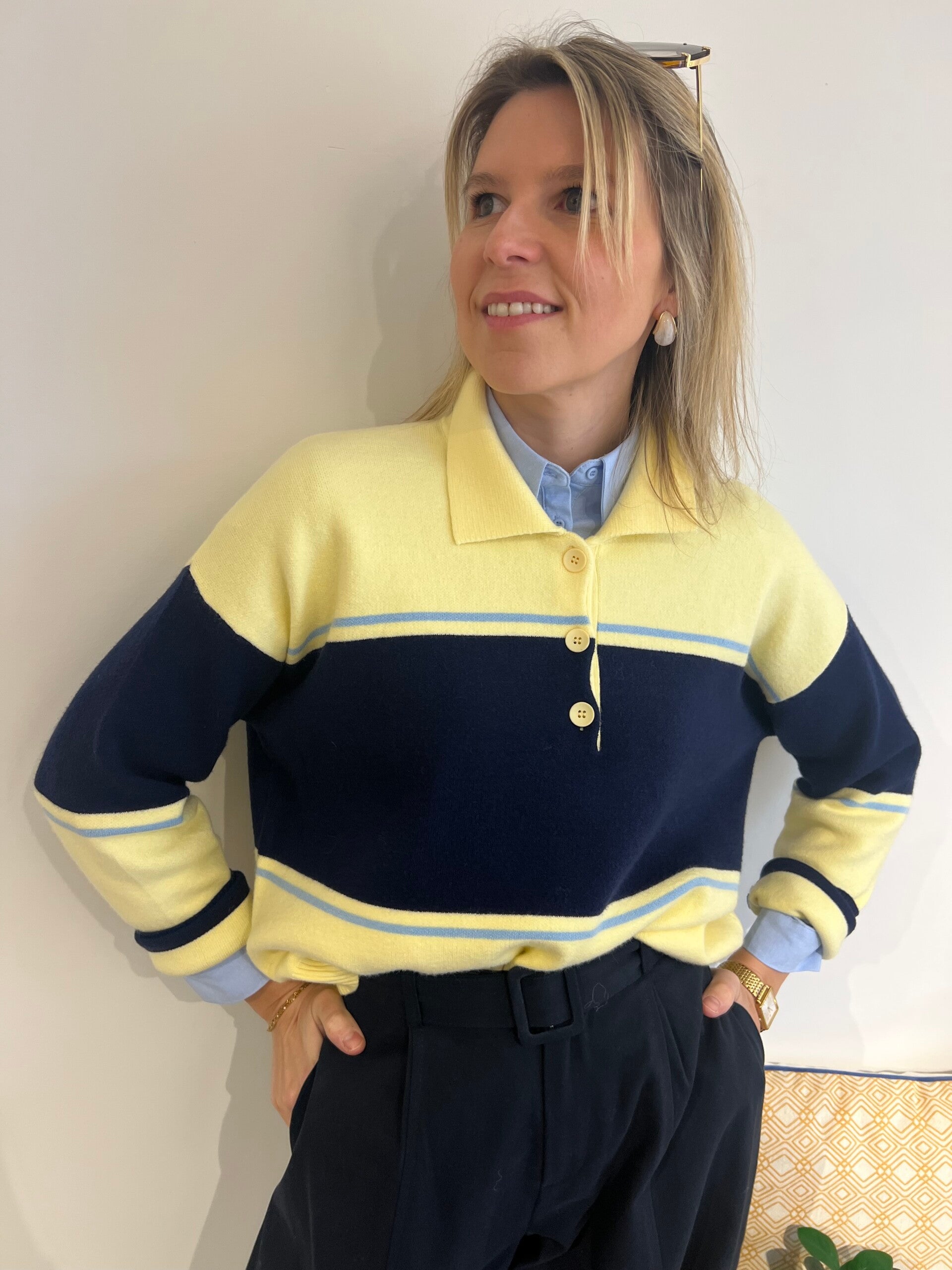 Florentina - Striped Polo Yellow/Navy