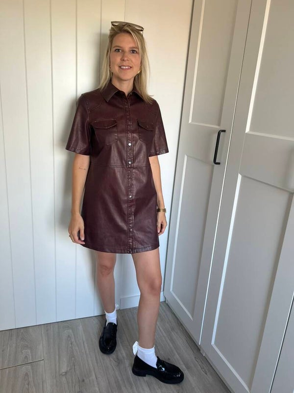 Adria - Bordeaux Faux Leather Dress
