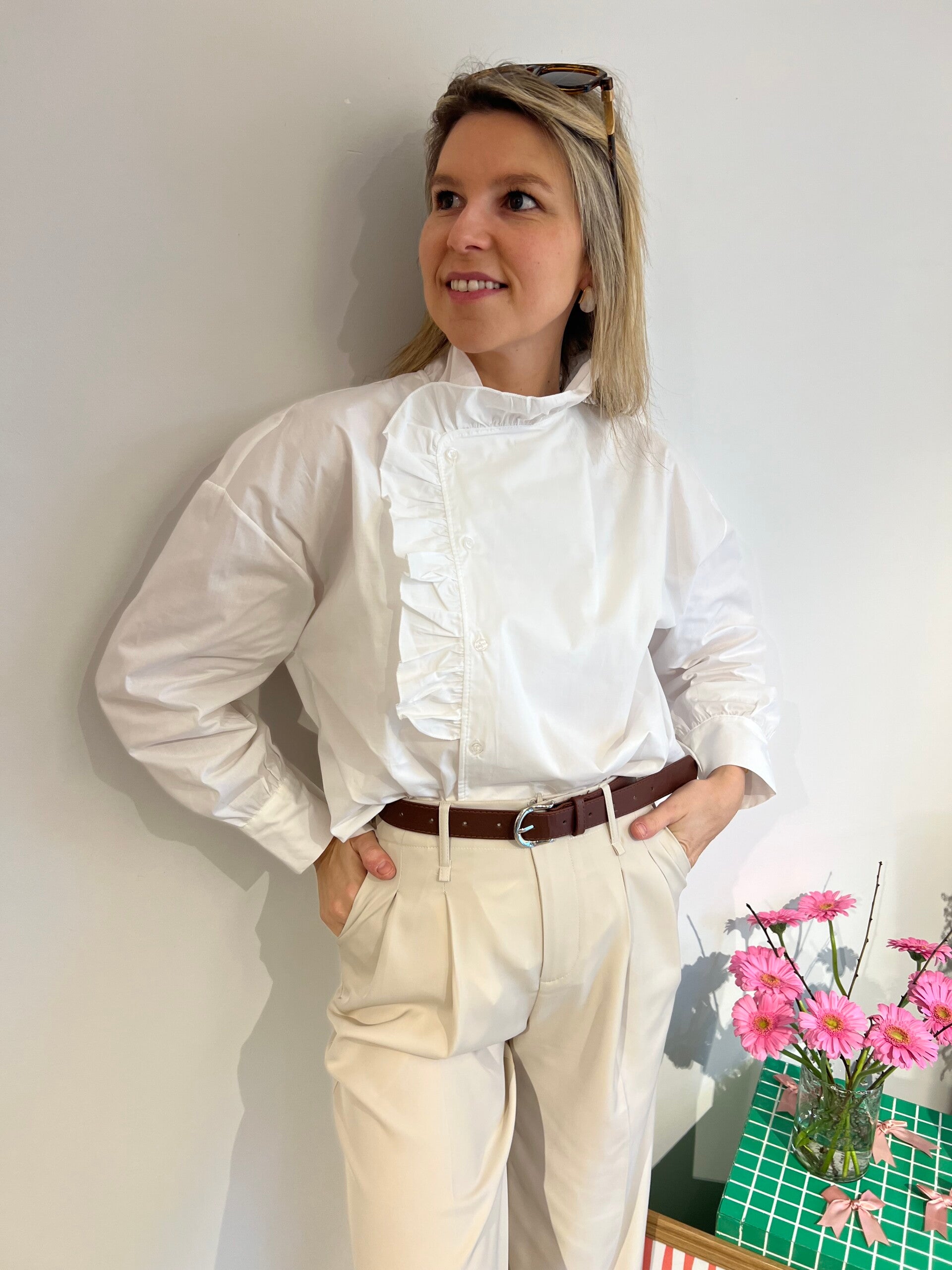 Mae - White Blouse Frill