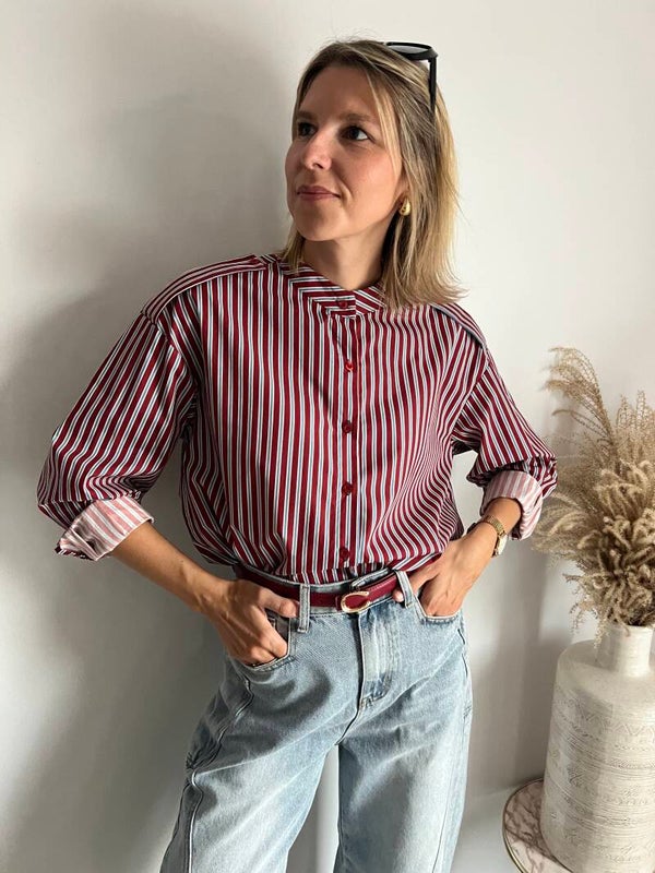 Ada - Striped Blouse Red/Blue
