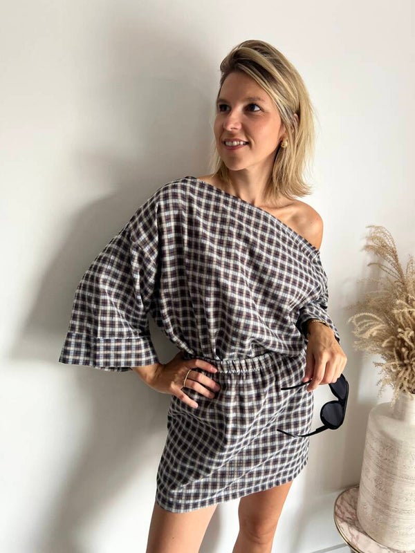Flo - Blue Carreaux Blouse