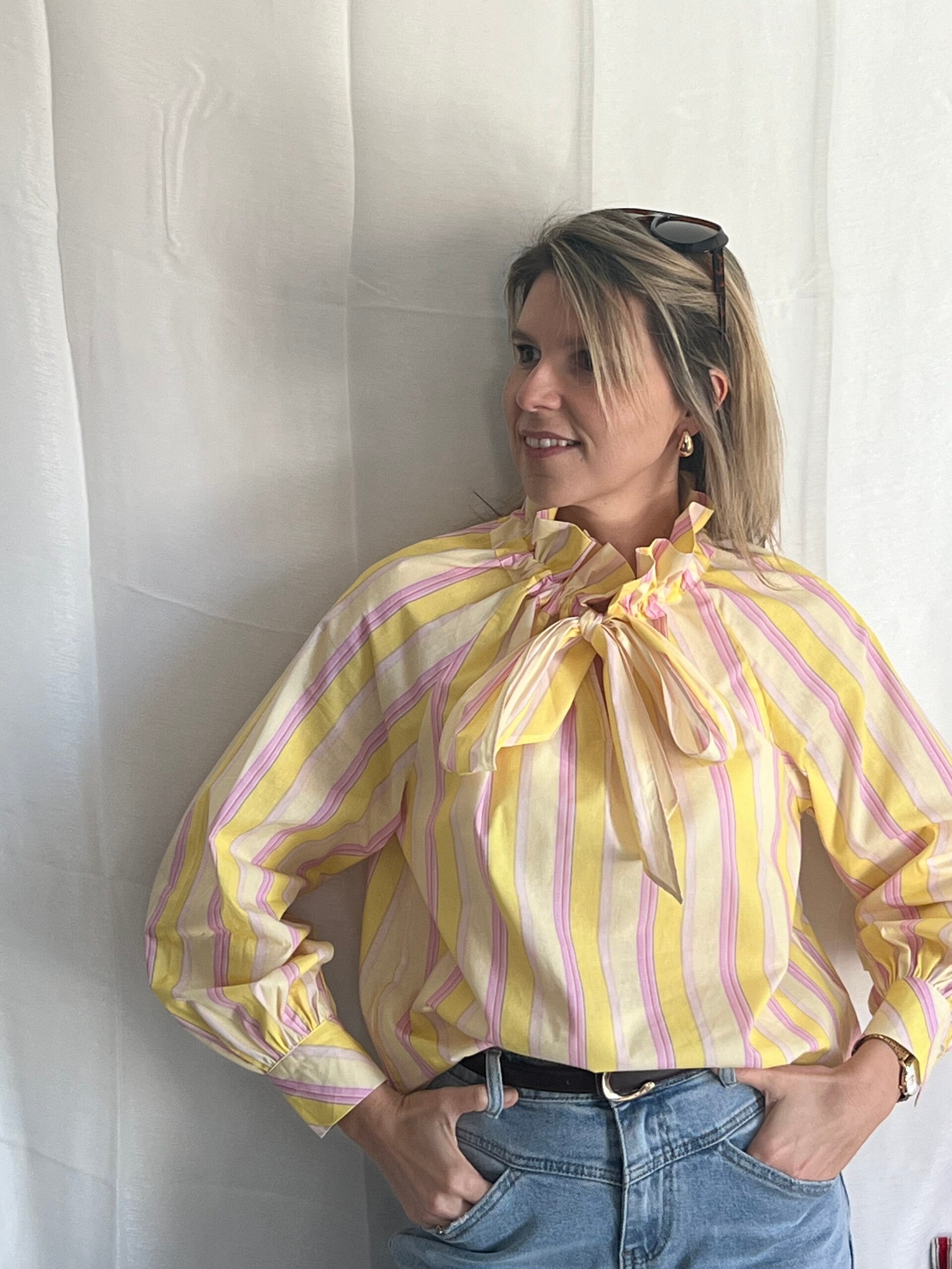 Vera - Striped Blouse Yellow/Pink
