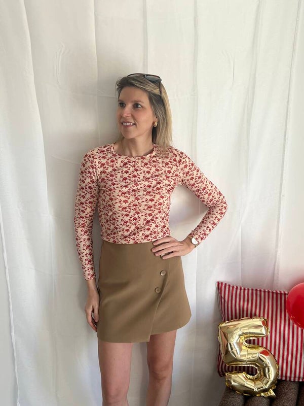 Flore - Beige Longsleeve Flowers