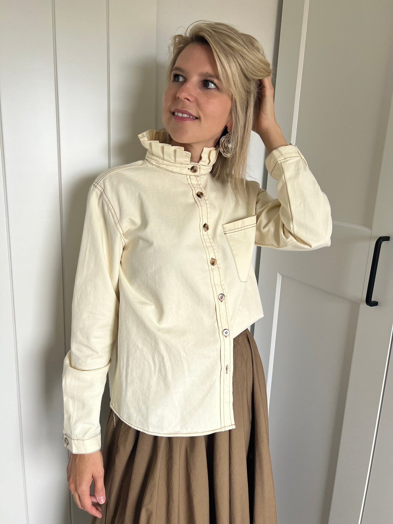 Clara - Ecru Denim Blouse