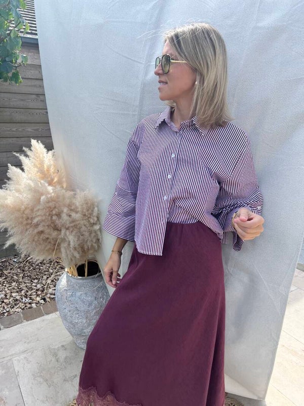 Rena - Bordeaux Striped Blouse