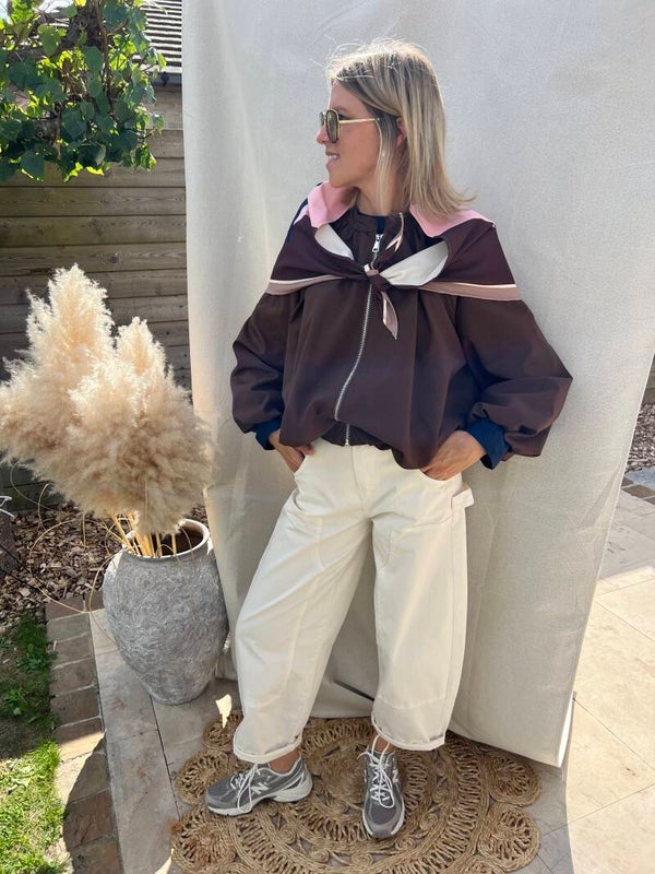 Lena - Brown Bomber Jacket Scarf