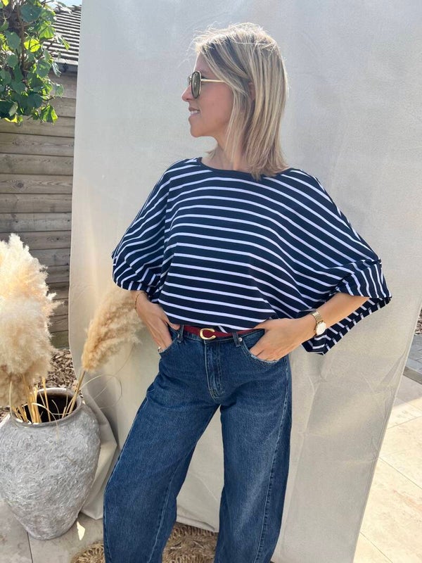 Maya - Striped Navy Shirt