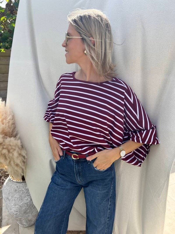Maya - Striped Bordeaux Shirt