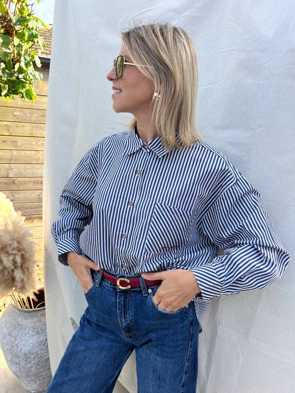 Jules - Striped Navy Blouse