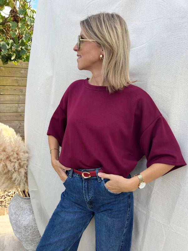 Ruby - Bordeaux Balloon Shirt