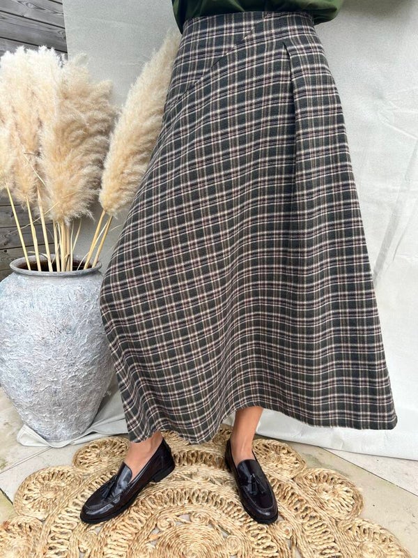 Alexi - Green Flannel Skirt