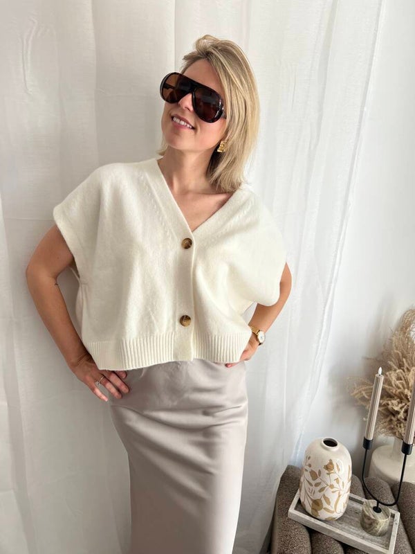 Lora - Ecru Sleeveless Knit