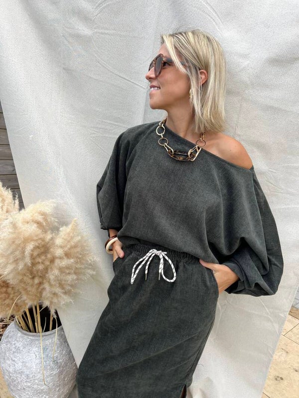 Cis - Green Velvet Blouse