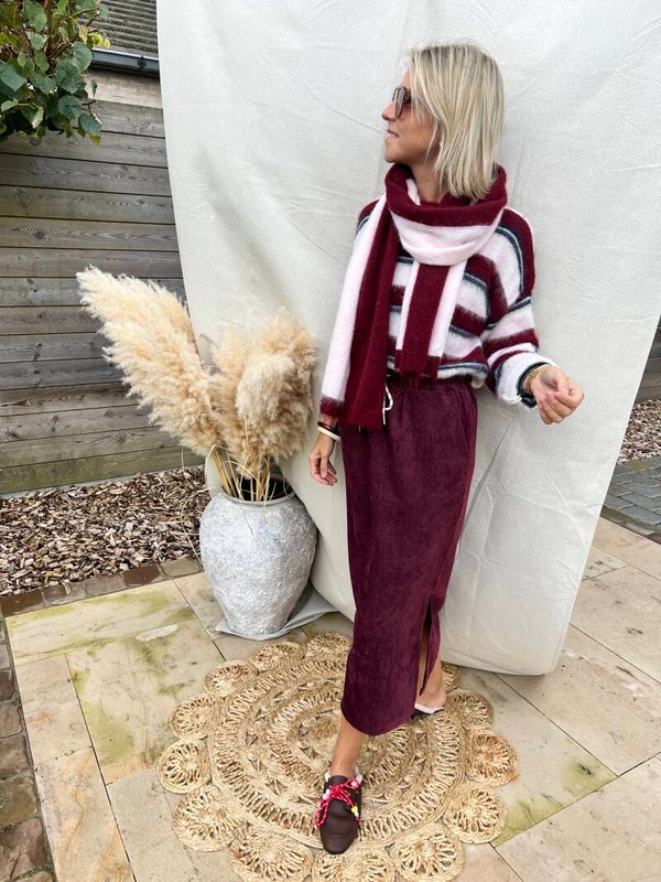 Rox - Bordeaux Velvet Skirt