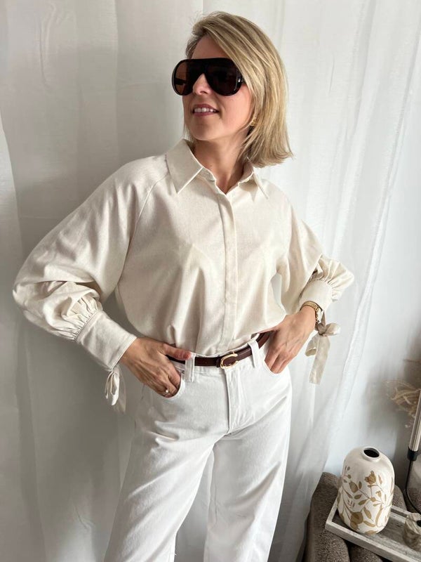 Luiza - Beige Blouse Bows