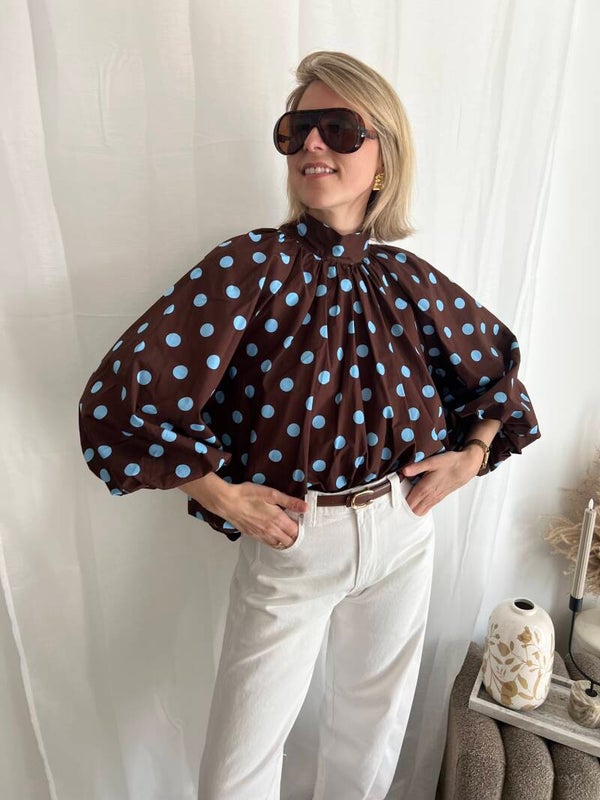 Lela - Brown Blouse Dots