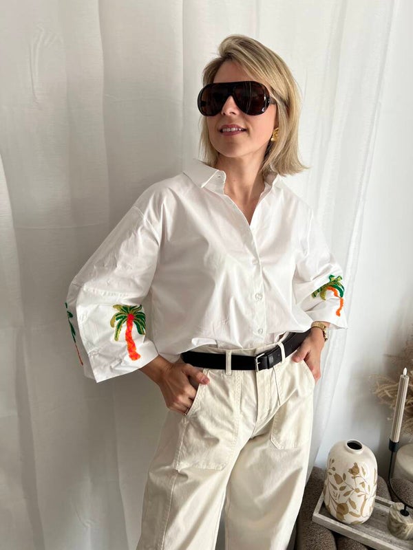 Rafaella - White Blouse Palmtree