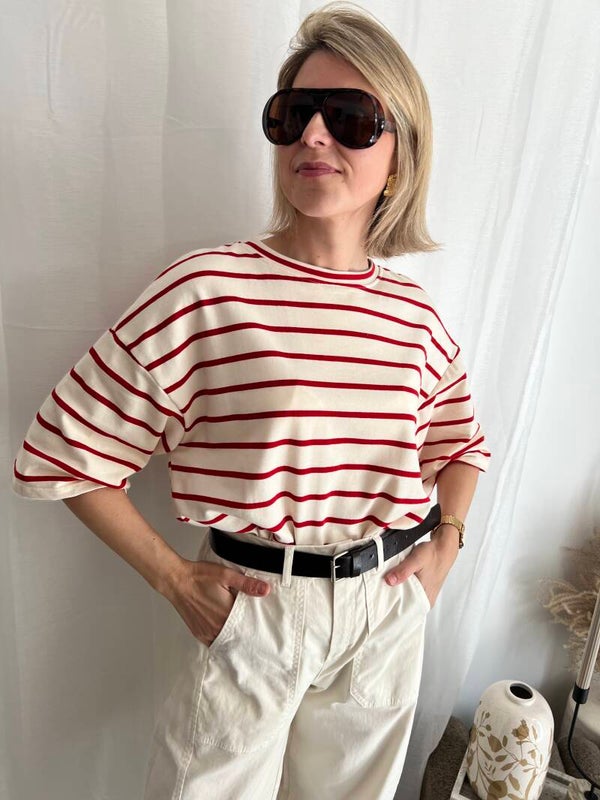 Carlota - Striped Shirt Red