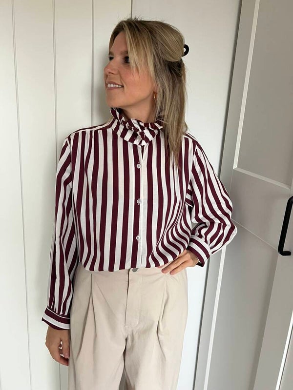 Gabriella - Striped Burgundy Blouse