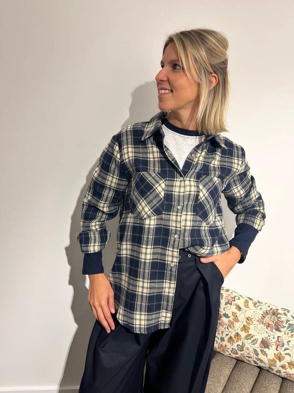 Noémie - Navy Carreaux Blouse