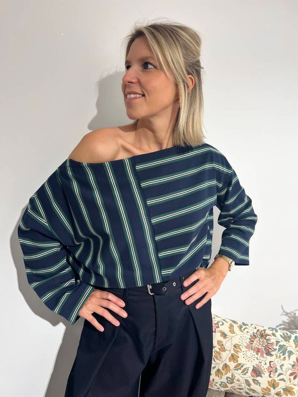 Marie-Lou - Striped Longsleeve Navy/Green