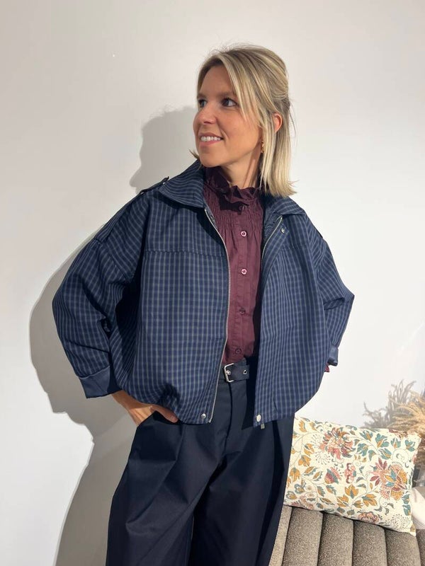 Célie - Navy Carreaux Jacket