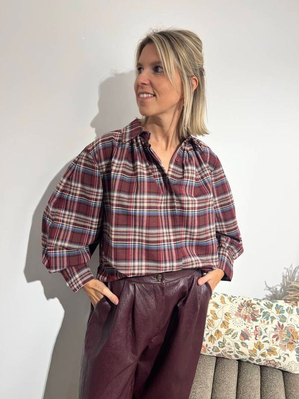 Violette - Bordeaux Carreaux Blouse