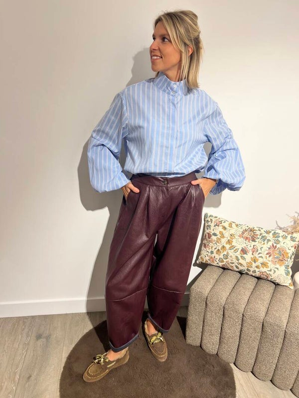 Anabelle - Bordeaux Faux Leather Pants