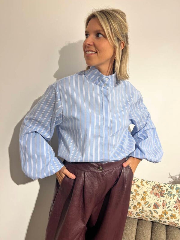Hélène - Lightblue Striped Blouse