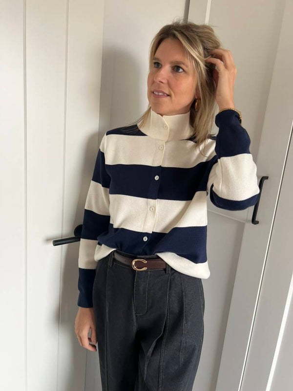 Manon - Striped Navy Gilet