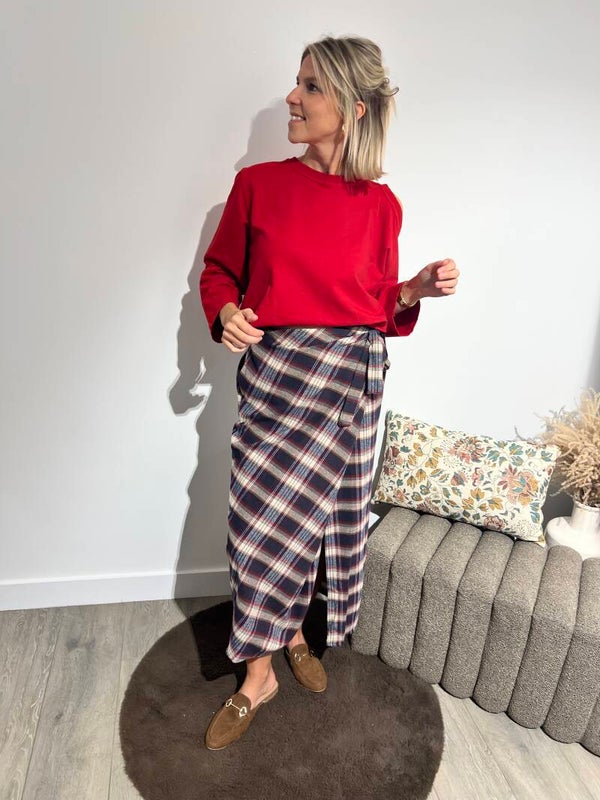 Mireille - Carreaux Skirt Red & Navy