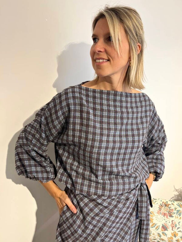Lisette - Blue Carreaux Blouse