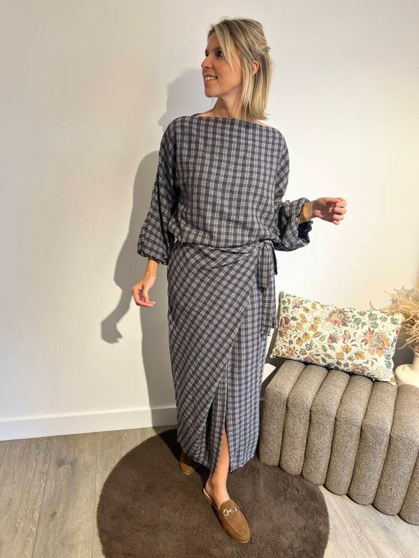 Ophélie - Blue Carreaux Skirt
