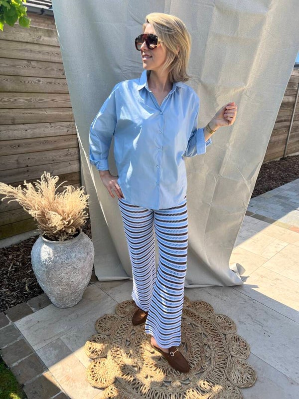 Jane - Crochet Pants Blue/Brown