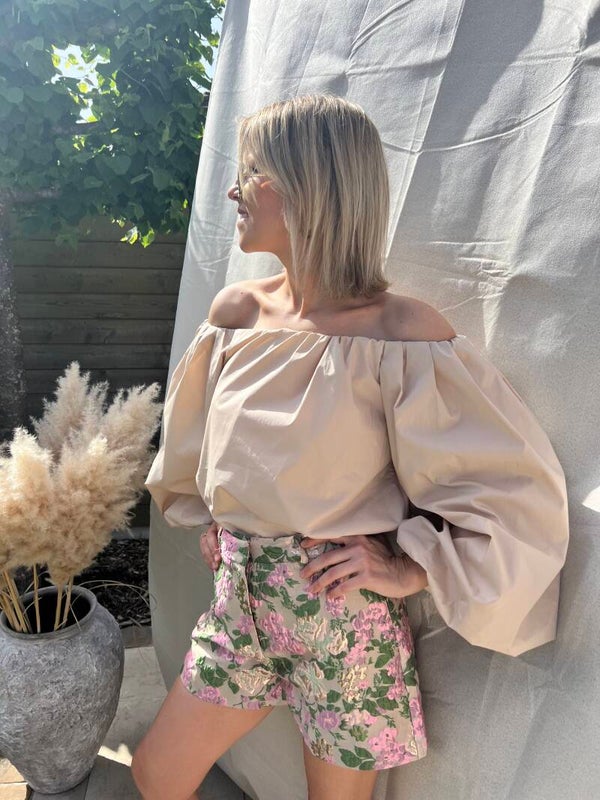 Esmée - Beige Off Shoulder Blouse