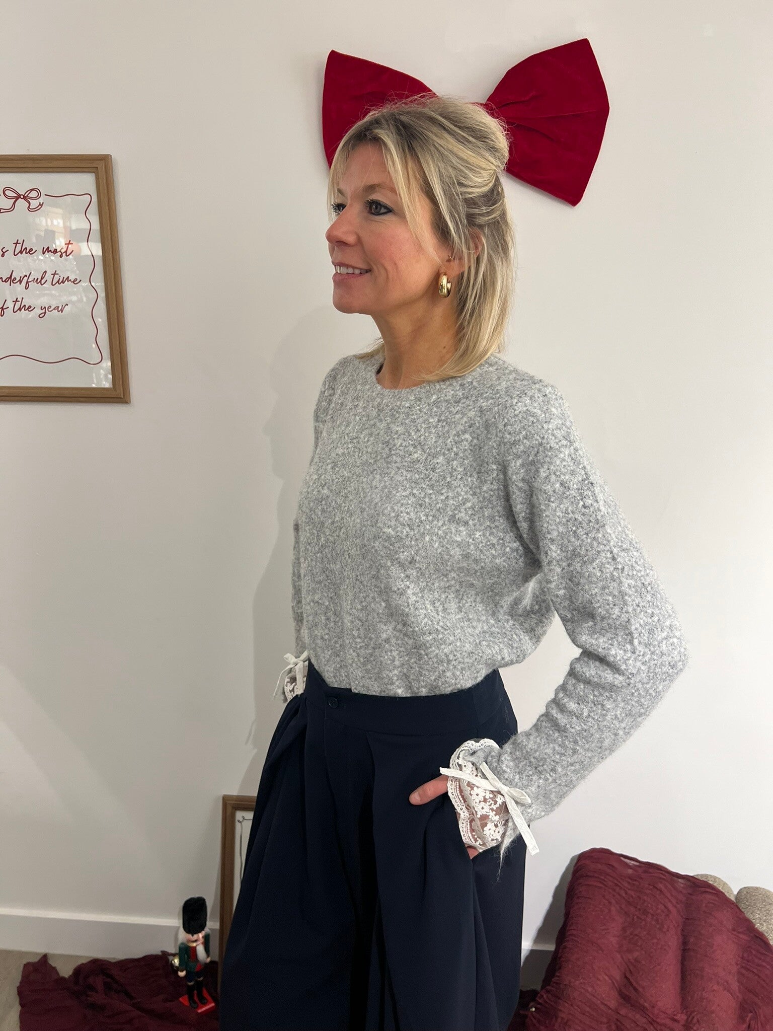 Rox - Gray Knit Lace