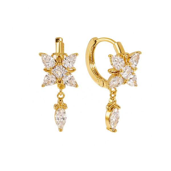 Oorbellen Floria - Goud / Wit