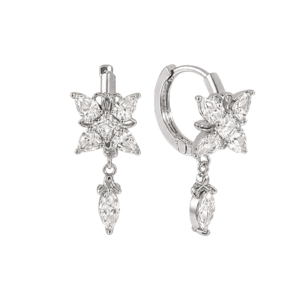 Oorbellen Floria - Zilver / Wit